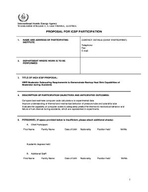 Fillable Online Pub Iaea ICSP Participation Form International