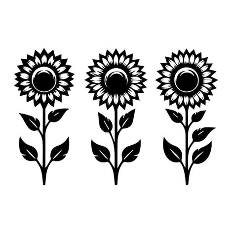 Premium Vector Vector Set Of Sunflowers With A Simple Silhouette Style