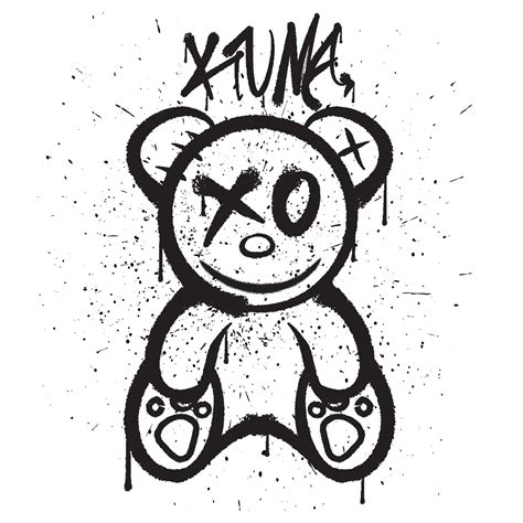 Vector Graffiti Spray Paint Cute Teddy Bear Isolated Vector