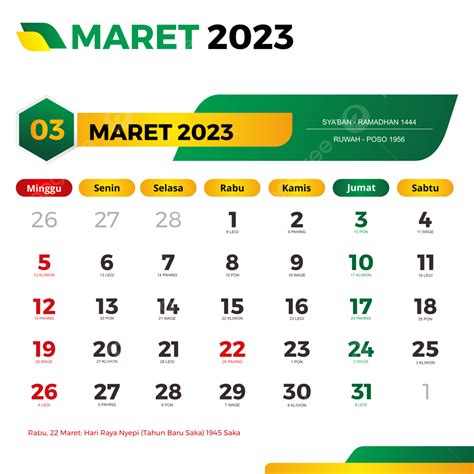 Kalender 2023 Maret Lengkap Dengan Tanggal Merah Cuti Bersama Jawa Dan ...