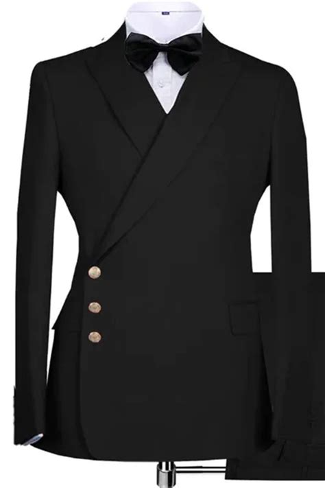 Michael Classic Black Peaked Lapel Bespoke Men Suits For Prom