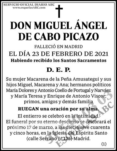 Miguel Ngel De Cabo Picazo Esquelas Abc