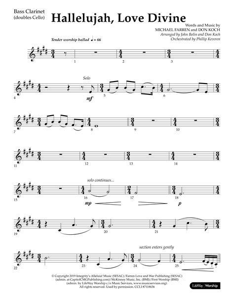 Hallelujah Love Divine Choral Anthem Satb Bass Clarinetsheet Music