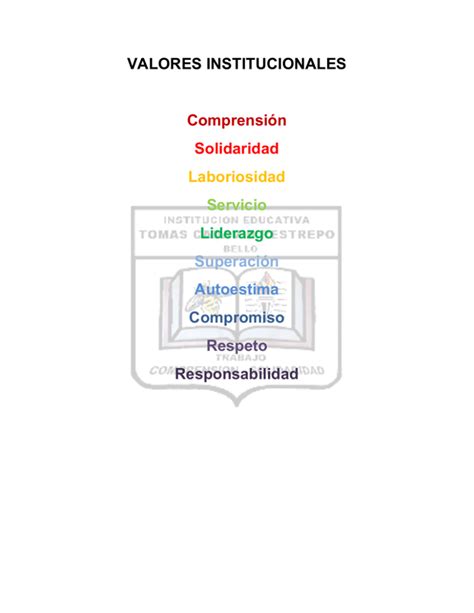 Valores Institucionales Comprensi N Solidaridad