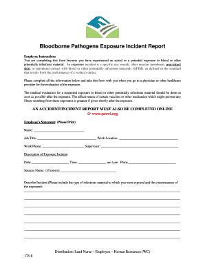 Fillable Online Bloodborne Pathogens Exposure Incident Report Fax Email