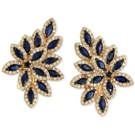 Royale Bleu Sapphire 2 1 2 Ct T W And Diamond 1 Ct T W Flower