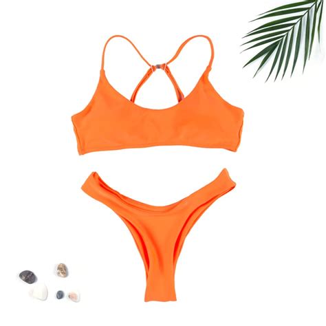 Playful Bikini 2018 Sexy Solid Color Double Sided Suit With Low Waist Woman Bikini Beach