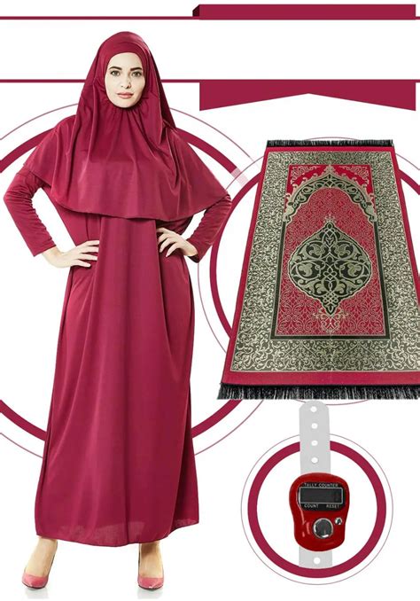 Lina Women Praying Dress One Piece With Hijab Prayer Rug Digital