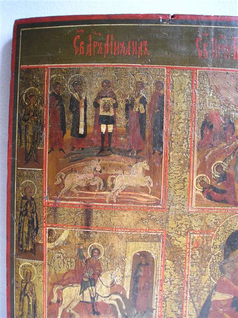 Quadripartita Vecchia Icona Russa XIX Secolo Russian Icon 12 Holydays