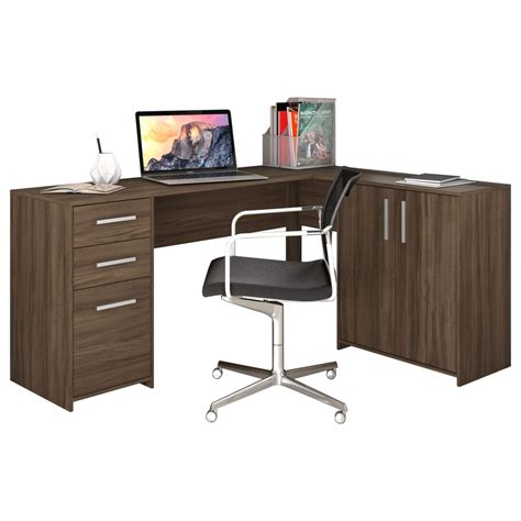 Mesa De Escrit Rio Em L Gavetas Portas Office Nt Not Vel