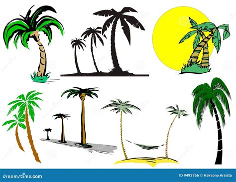 Cartoon palm tree stock illustration. Illustration of beaches - 9493766