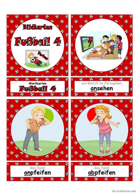 Fu Ball Verben Flashcards Klein English Esl Worksheets Pdf Doc