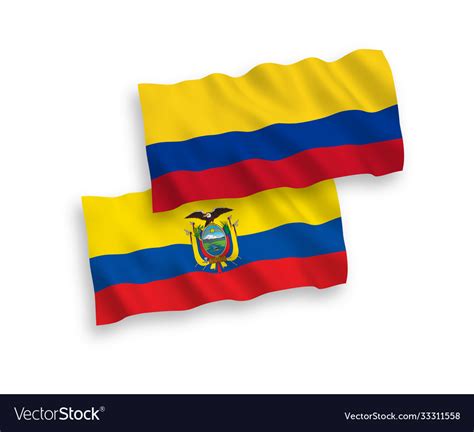 Flags Colombia And Ecuador On A White Royalty Free Vector