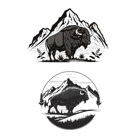 Vector De Dise O De Logotipo De B Falo O Bisonte Y Rocky Mountain