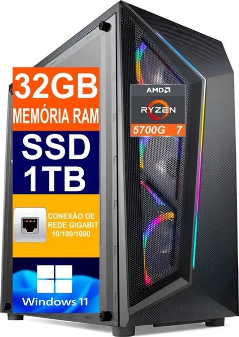 Pc Gamer Computador Cpu Ryzen G Ssd Tb M Nvme Gb Mem Ria