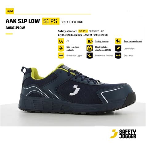 SAFETY JOGGER AAK S1P LOW รองเทาเซฟต แผนใยกนทะล มาตรฐานสากล