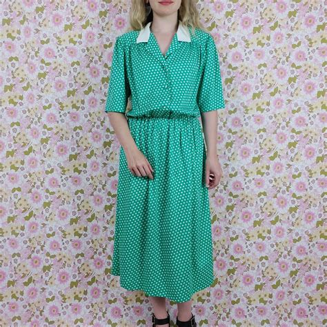 Womens Green And White Dress Depop