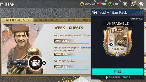 Cleared Week Quest Trophy Titan Got Free Ovr Player Fifa Mobile