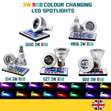 X W Led Rgb Colour Changing Spotlight Light Bulb Lamp Gu E B