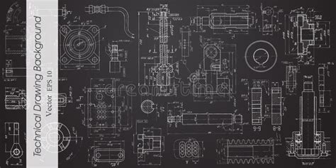 Dibujo T Cnico En Un Fondo Negro Dibujo De La Ingenier A Industrial