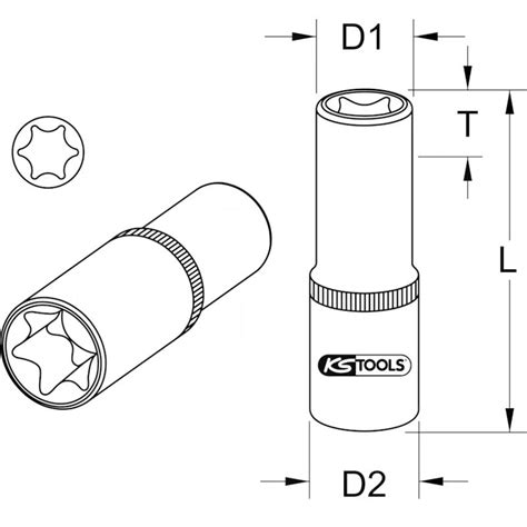 KS Tools deep socket TX E, 1/2", E12 (7889114425) - Spare parts for ...