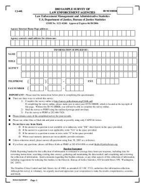 Fillable Online Sample Survey Of Law Enforcement Agencies Long