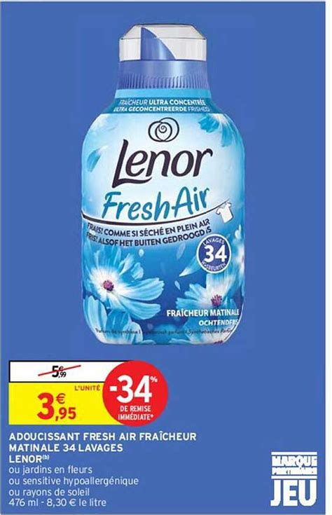 Promo Adoucissant Fresh Air Fraîcheur Matinale 34 Lavages Lenor chez