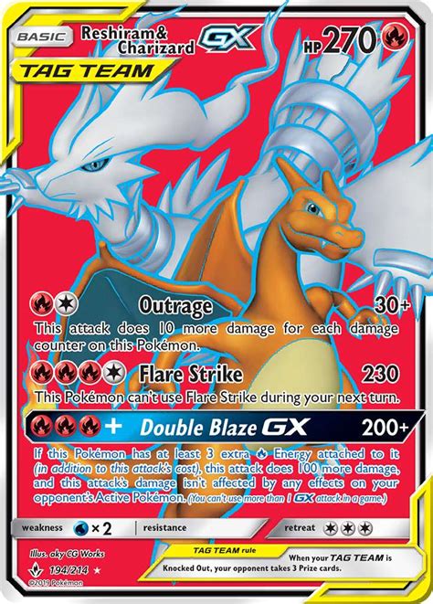 Reshiram Charizard GX 194 Unbroken Bonds 2019 Pokemon Card