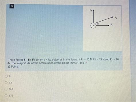 Solved 24 F 10 M F Three Forces F1 F2 F3 Act On A 4 Kg