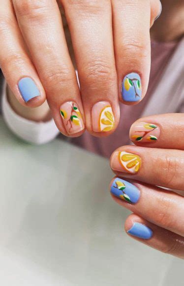 Refreshing Nail Art Inspired By Zesty Summertime Citrus Fruit Juicy Lemon Short Nails