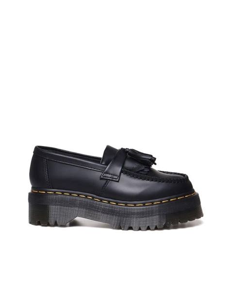 Dr Martens Adrian Quad Platform Loafers In Leather With Tassels In Black Lyst