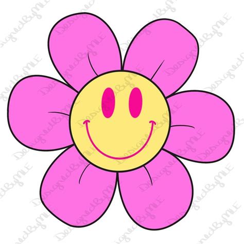 A Pink Flower With A Smiley Face On It