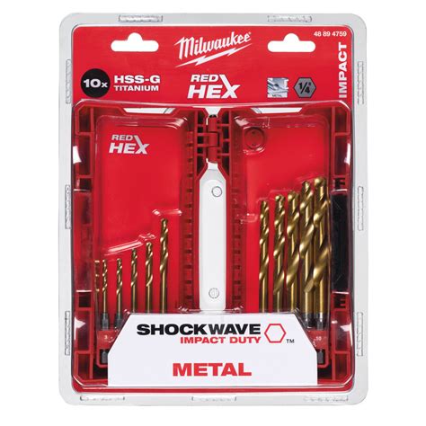 MILWAUKEE Sada vrtákov do kovu RED HEX SHOCKWAVE HSS G TiN O 10 ks