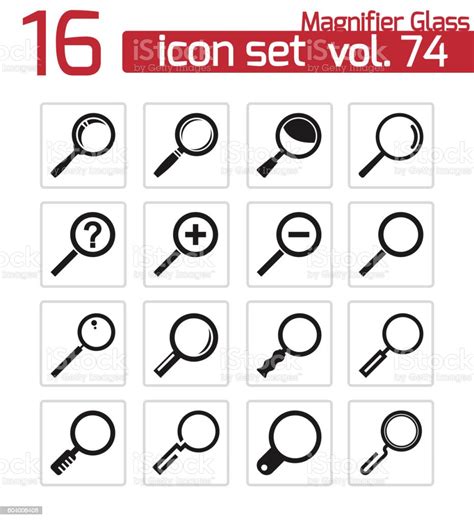 Vector Black Magnifying Glass Icons Set Stock Illustration Download