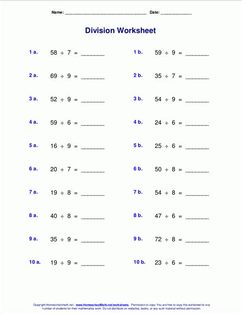 Long Division And Multiplication Worksheets