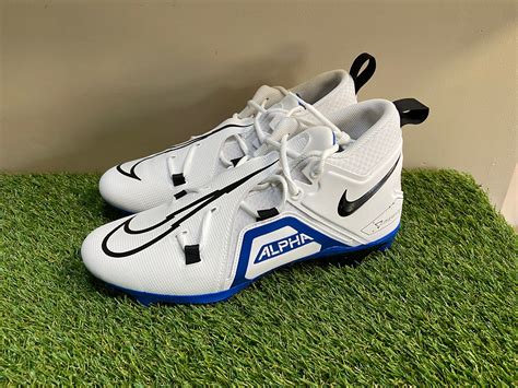 Nike Alpha Menace Pro 3 Football Cleats White Black Blue Mens Sz 13