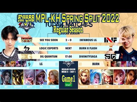 Game1 លអមលណស Logic Esports Vs Burn X Flash MPL KH Spring Split