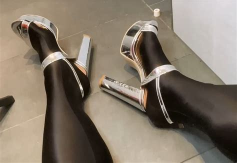 Silver Heels Black Spandex 20 Pics Xhamster