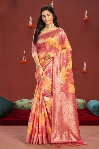 Admyrin Pink Cotton Woven Saree With Blouse Piece At Rs Handloom