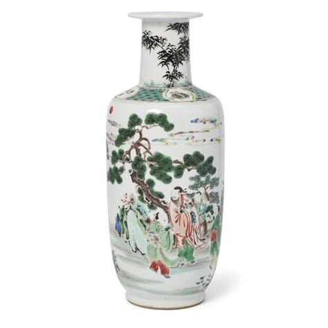 51BidLive A Chinese Famille Verte Rouleau Vase