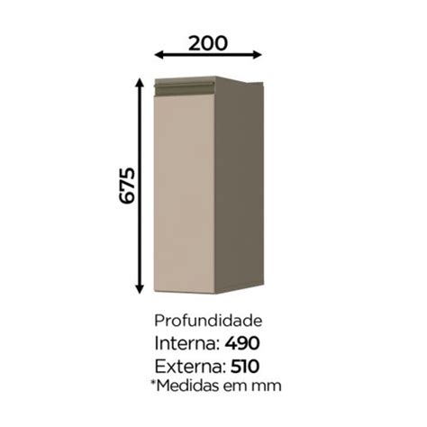 Armário Balcão Condimentos 1 Porta Cozinha Connect C60 35 Duna Cristal