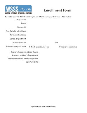 Fillable Online Enrollment Form Tufts University Fax Email Print