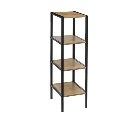 Étagère De Rangement 4 Tablettes H 80 Cm Tribecart Noir Et Naturel