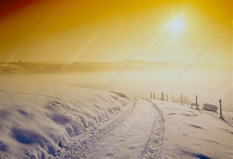 Snow Covering Exmoor At Sunset Winter 1991 Stock Image E1270212