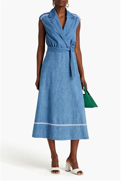 BOUTIQUE MOSCHINO Belted Denim Midi Dress THE OUTNET