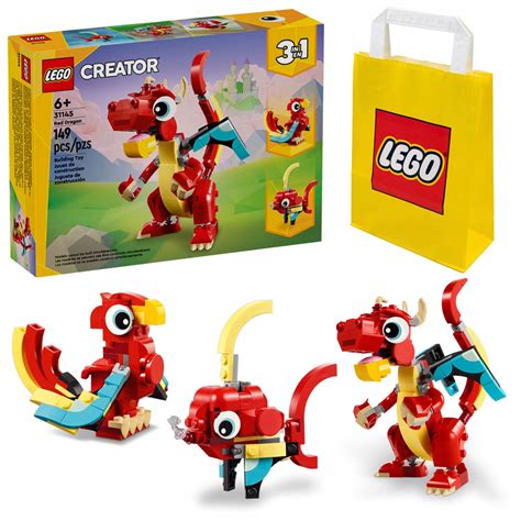 KLOCKI LEGO CREATOR 31145 CZERWONY SMOK FENIKS I RYBA 3 W 1 TORBA