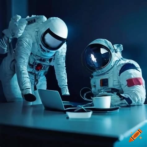 Astronauts Using Laptops In Space On Craiyon