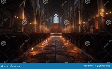 Mystic Gothic Church Panorama Stock Illustration Illustration Of