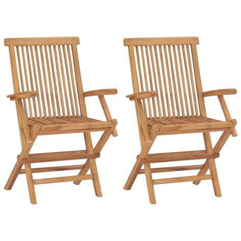 Lex Chaises Pliables De Jardin Pcs Bois De Teck Solide Qqmora