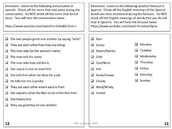 Spanish Proficiency or Placement Test: Novice-Mid by Spanish Sundries
